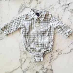 Blue/Grey/White Button Down Shirt, Size 6-12 M